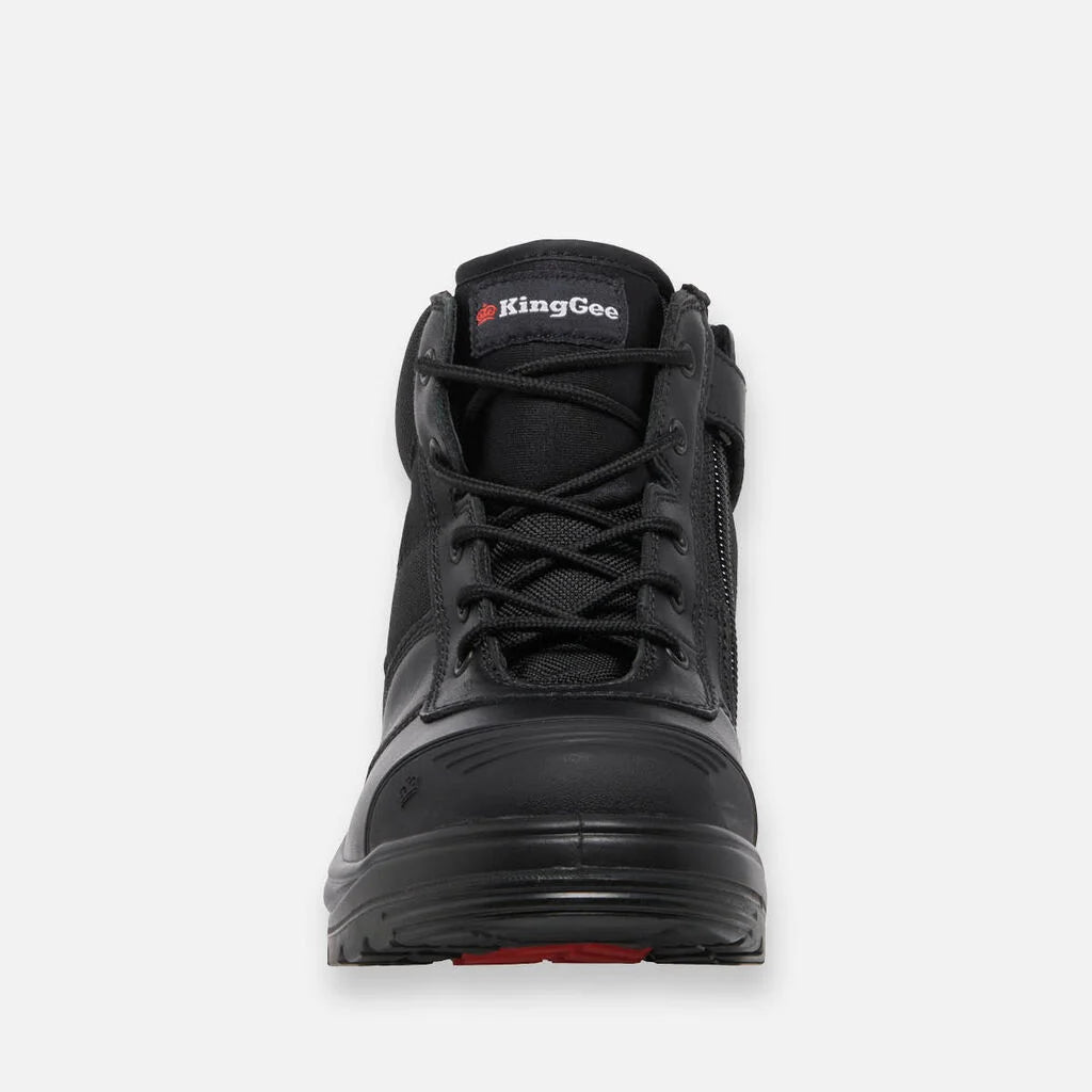 Tradie 5" Zip & Lace Steel Cap Safety Work Boots Black K27150 - Land to Coast