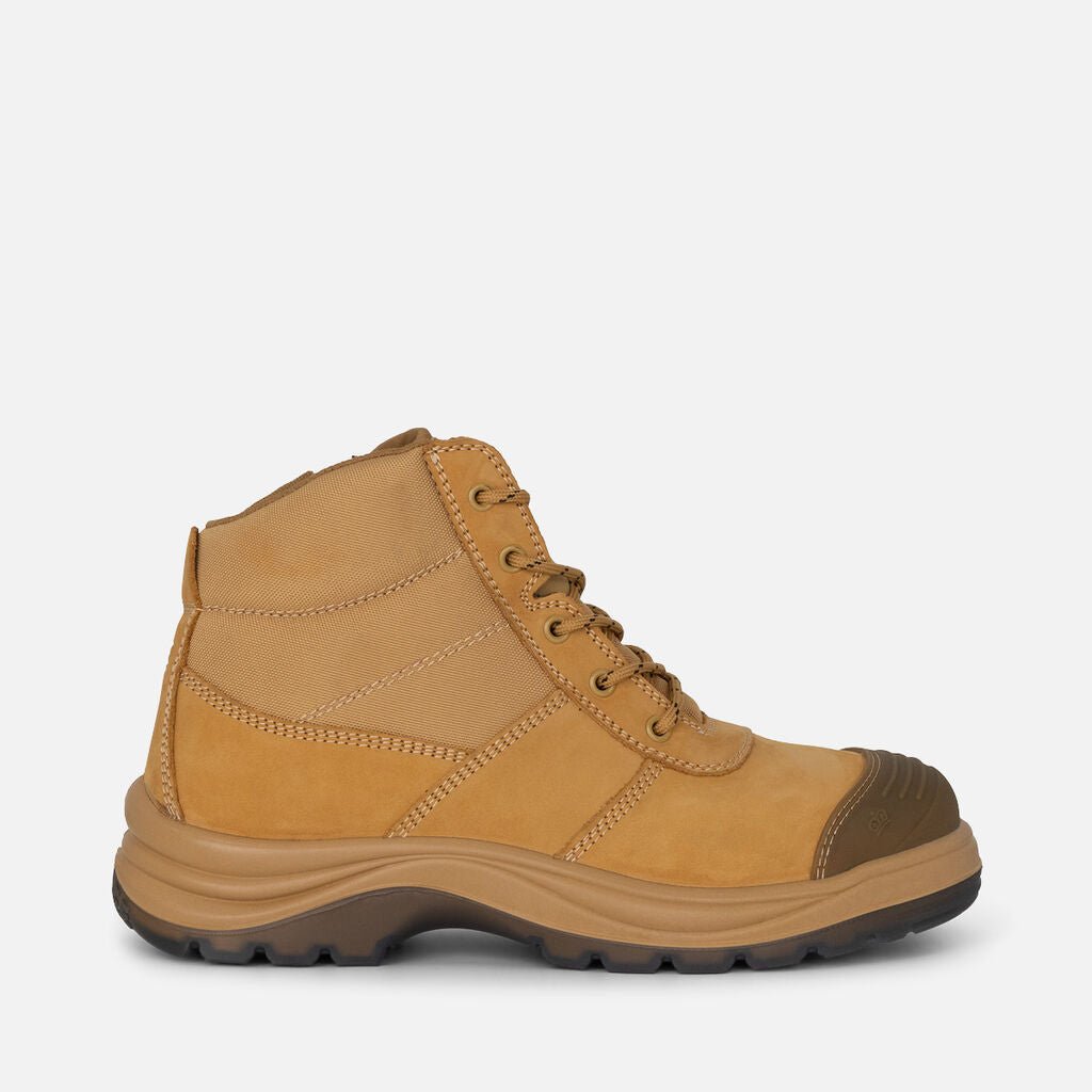 Tradie 5" Zip & Lace Steel Cap Safety Work Boots Wheat K27100 - Land to Coast