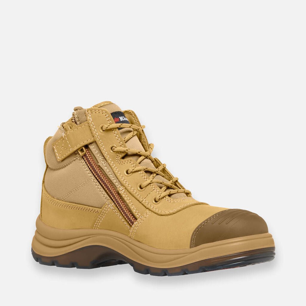 Tradie 5" Zip & Lace Steel Cap Safety Work Boots Wheat K27100 - Land to Coast