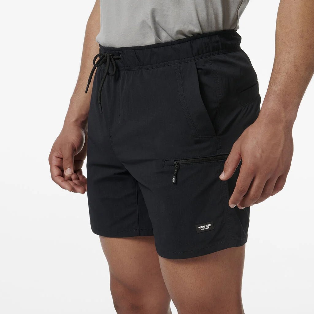 TRD Elastic Waist Work Shorts Black K17009 - Land to Coast