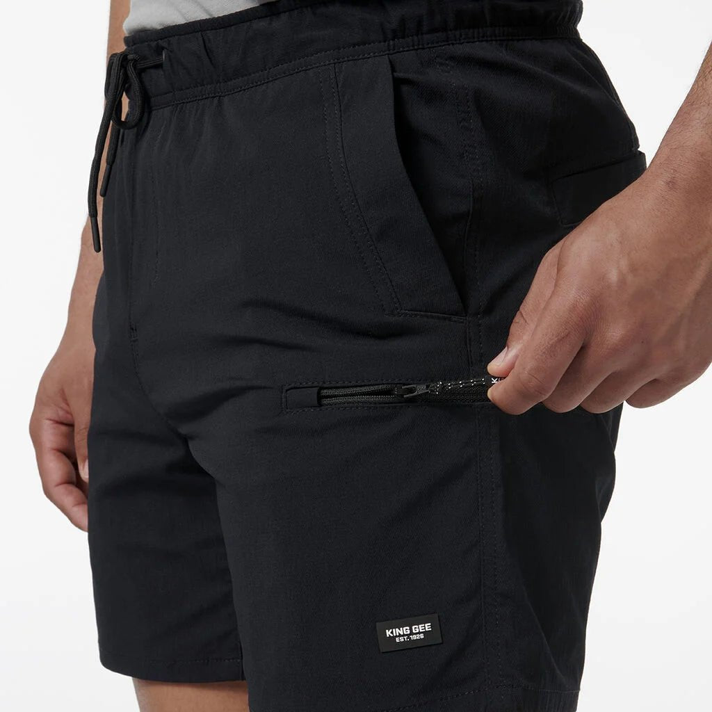 TRD Elastic Waist Work Shorts Black K17009 - Land to Coast