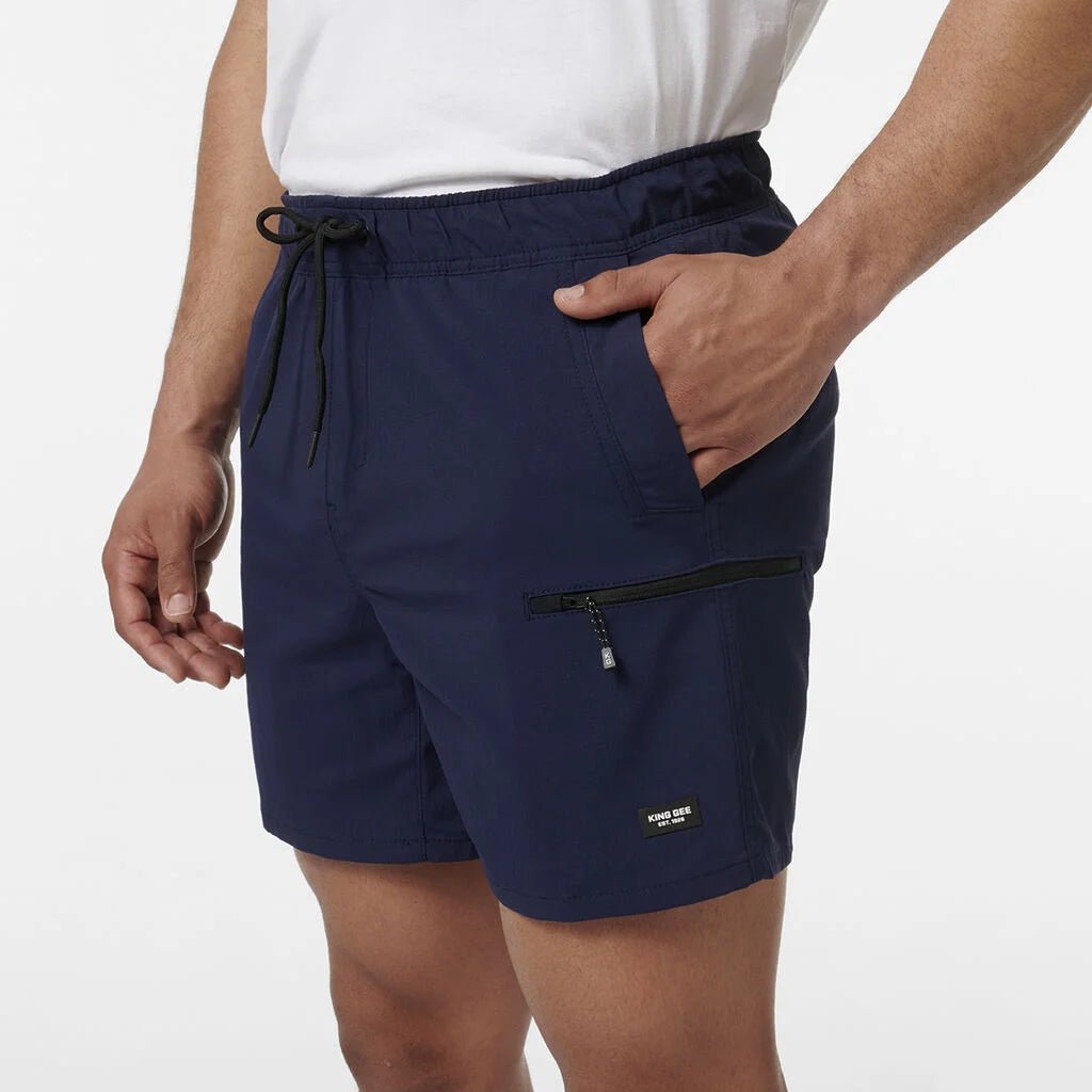 TRD Elastic Waist Work Shorts Navy K17009 - Land to Coast