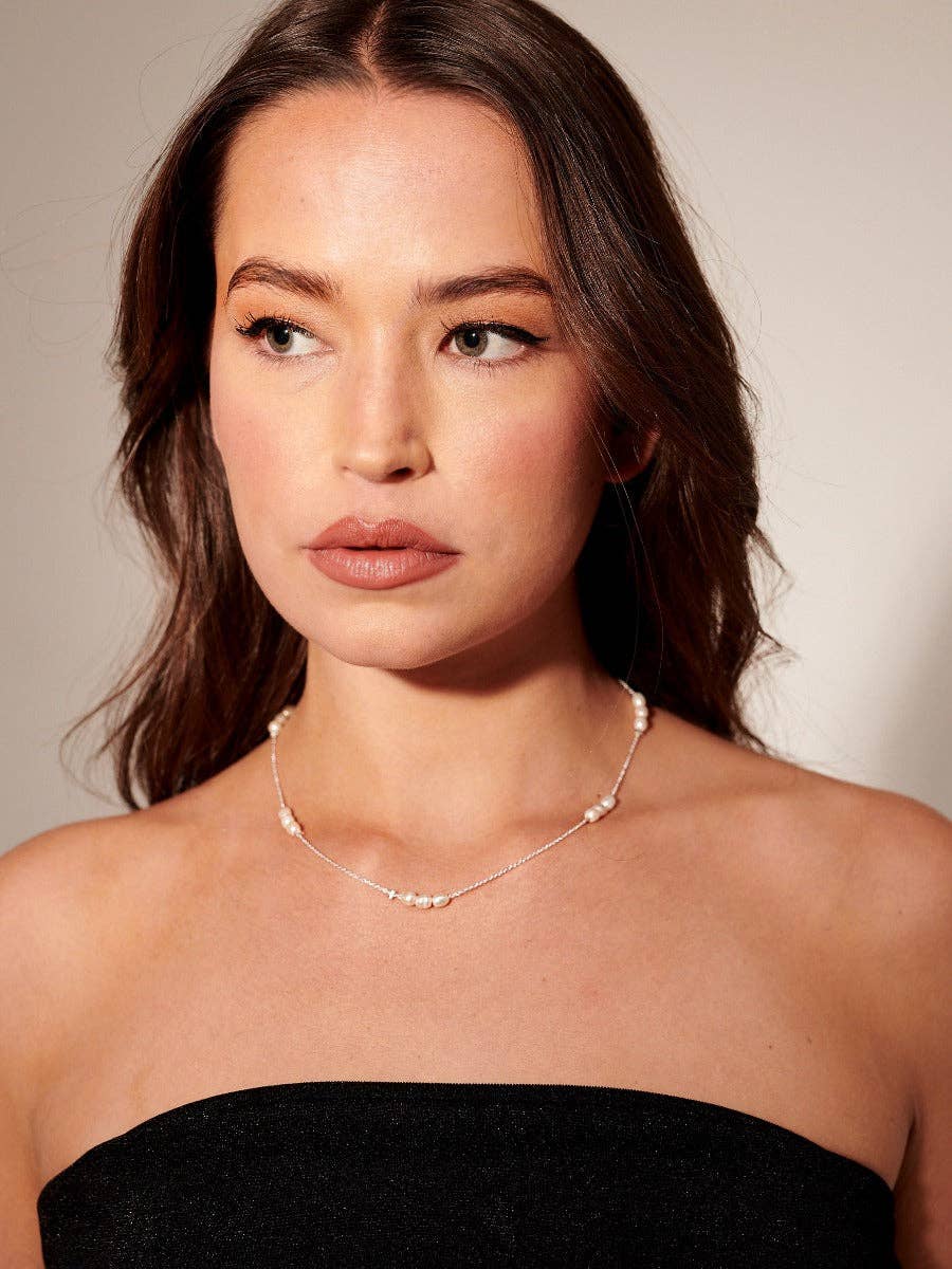 Trio Pearl Sterling Silver Plated Necklace - Land to Coast