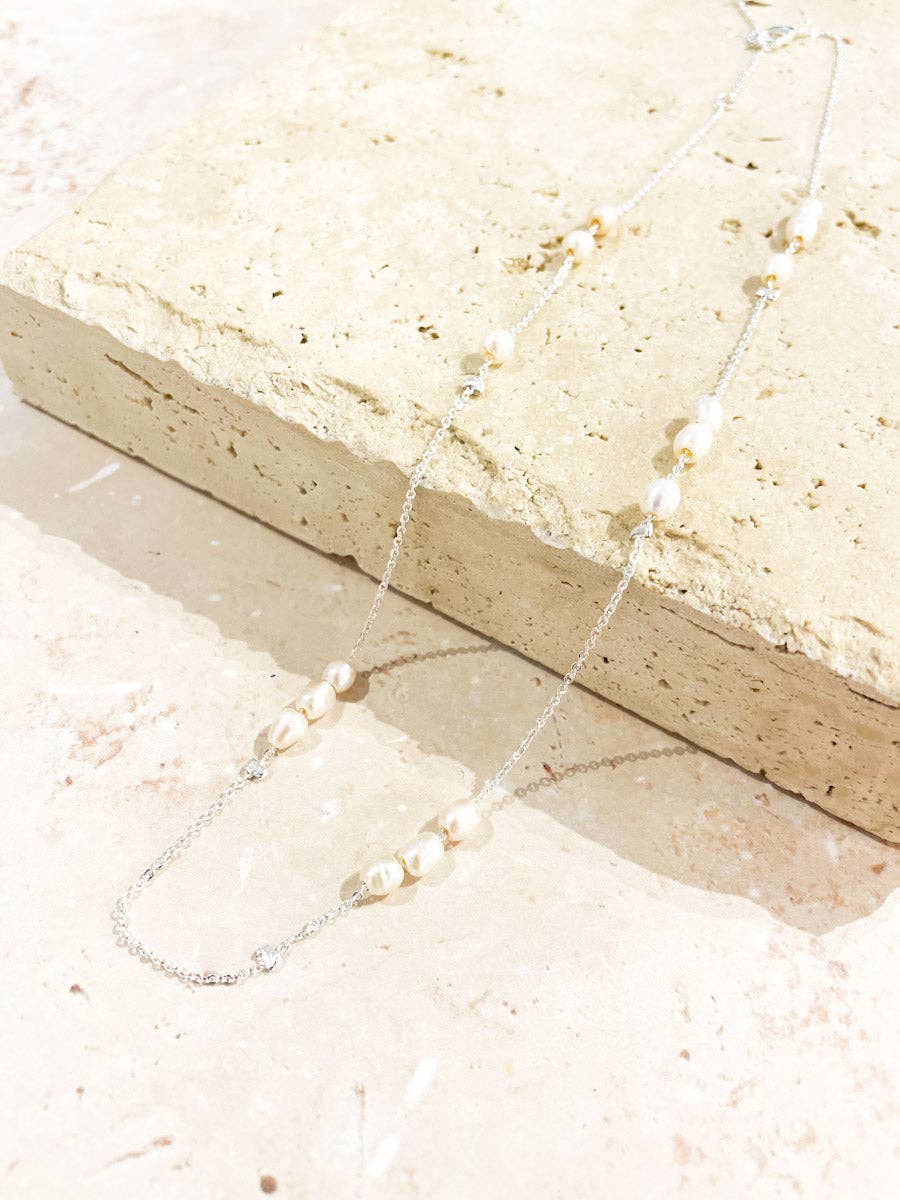 Trio Pearl Sterling Silver Plated Necklace - Land to Coast