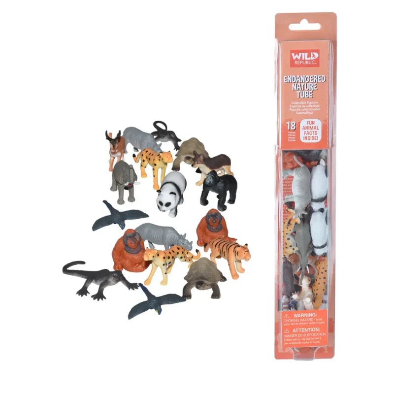 Tube of Endangered Species Figurines with Playmat - Land to Coast