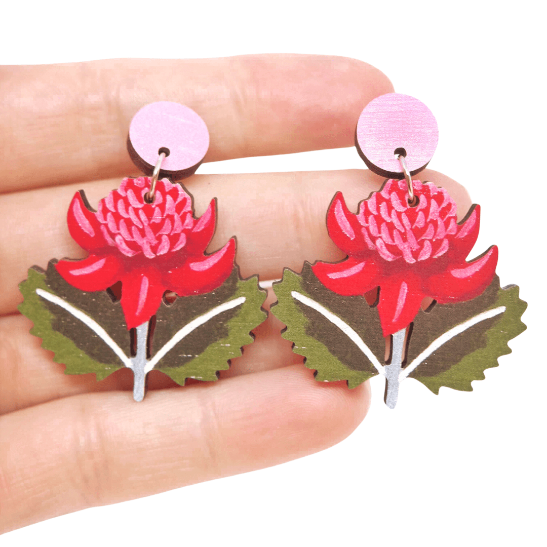 Waratah Australian Wildflower Earrings - Land to Coast