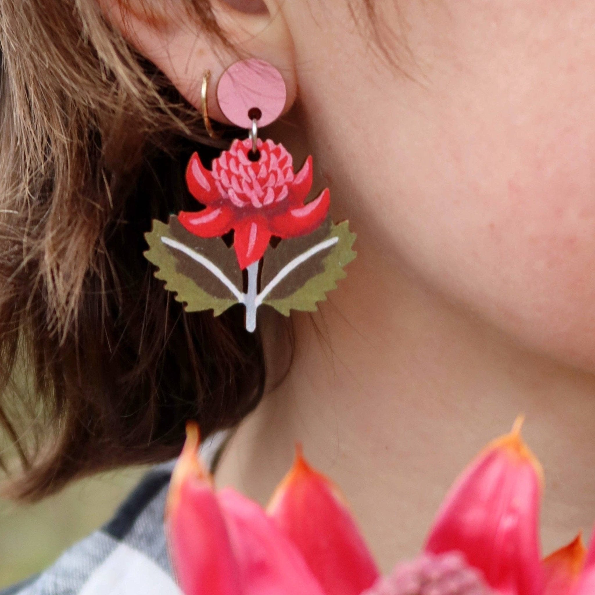 Waratah Australian Wildflower Earrings - Land to Coast