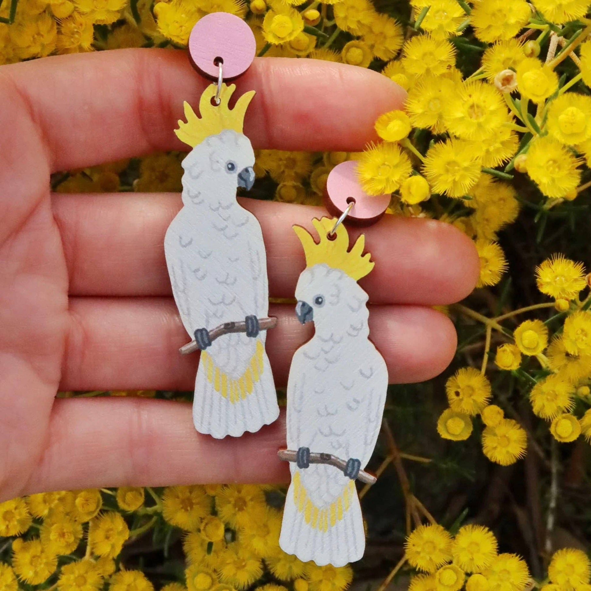 White Cockatoo Australian Bird Earrings - Land to Coast