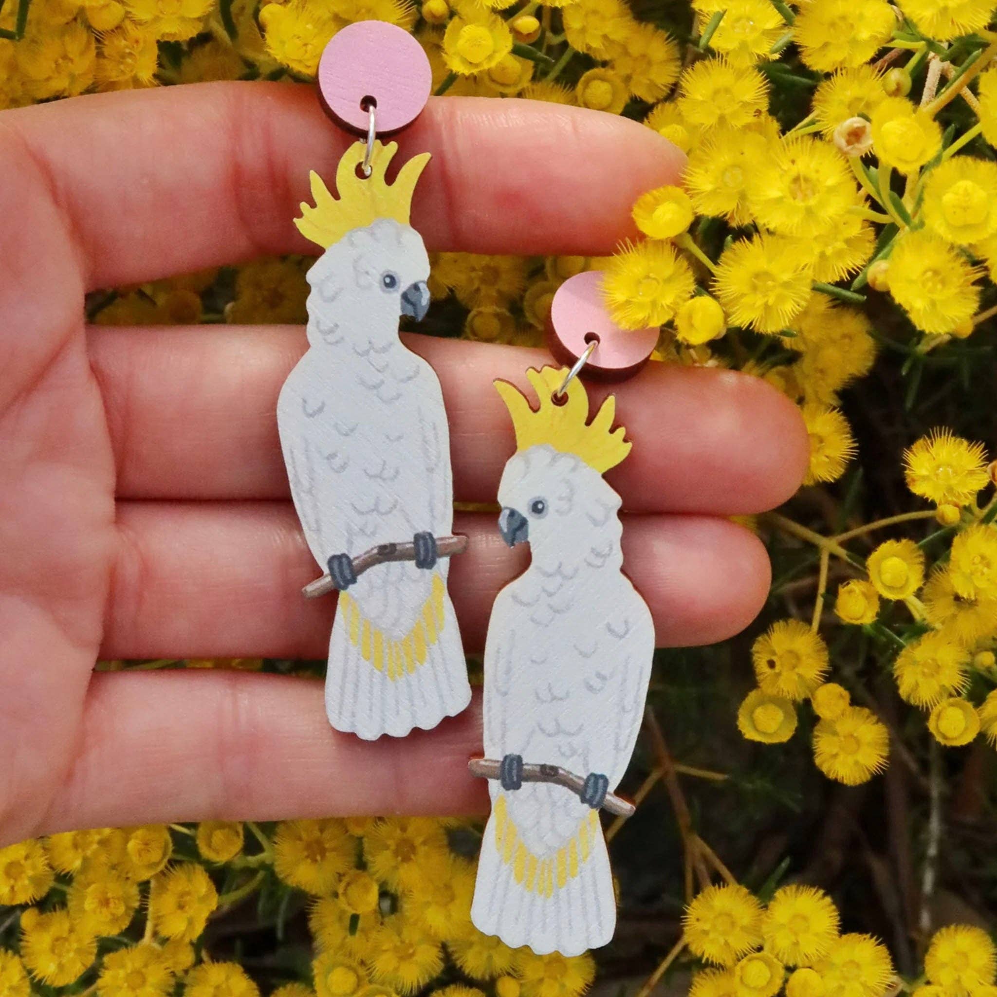 White Cockatoo Australian Bird Earrings - Land to Coast