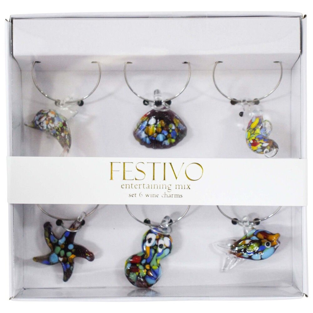 Wine Charms S/6 Ocean Multi - Land to Coast