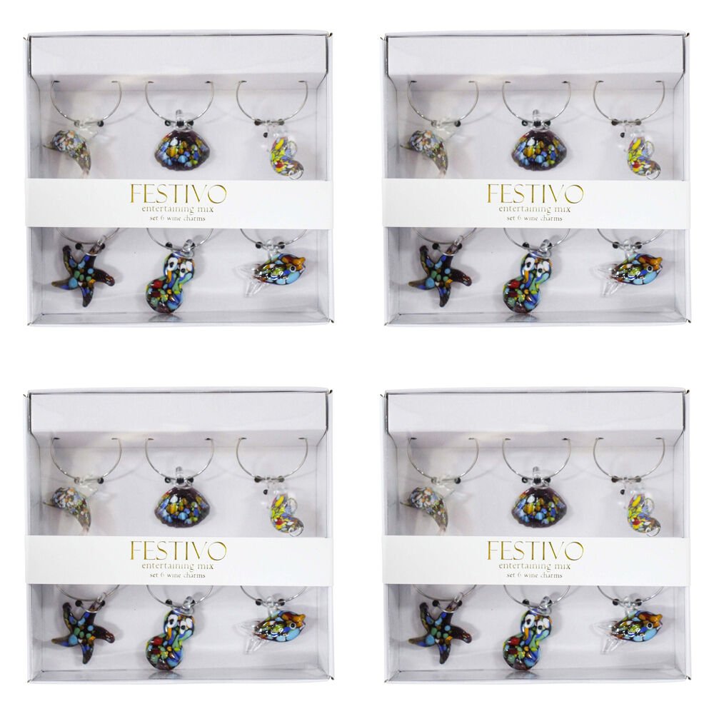 Wine Charms S/6 Ocean Multi - Land to Coast