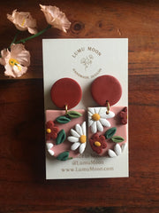 Winter Daydream Floral Earrings - Red & arch shape Earrings - Land to Coast