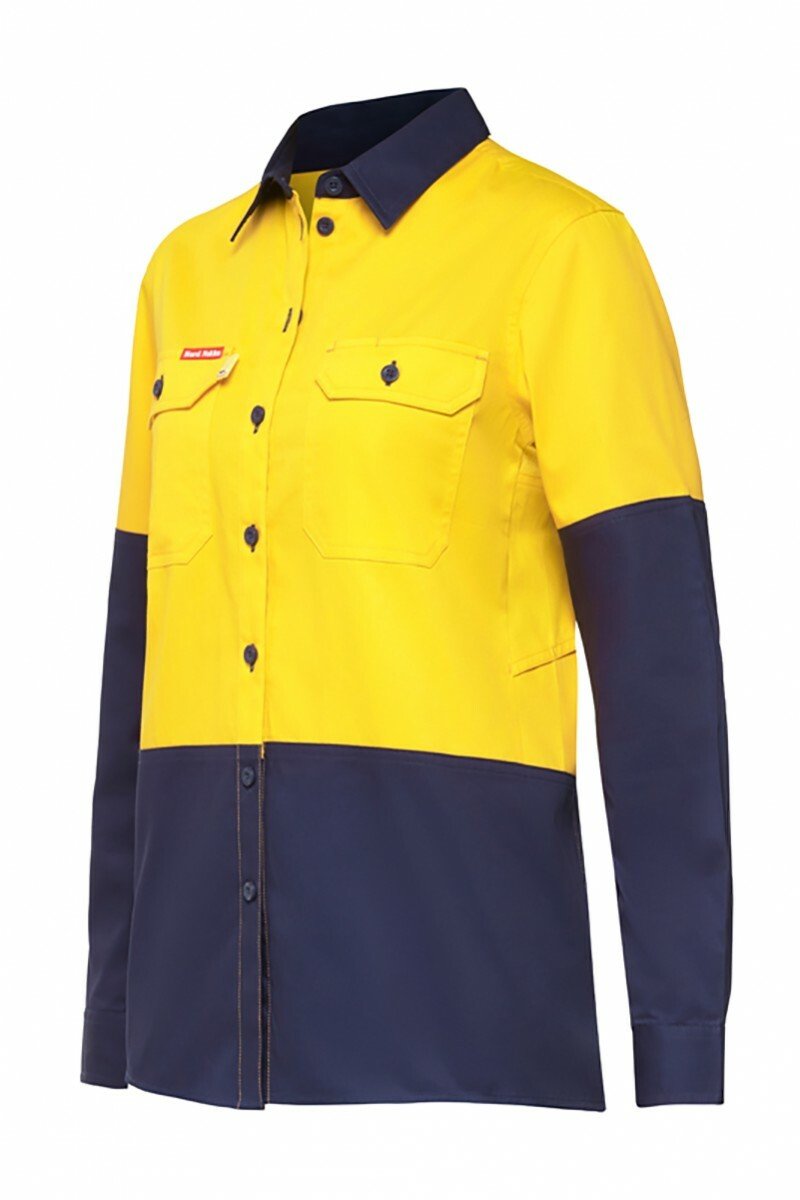 Womens Hard Yakka Koolgear Long Sleeve Work Shirt Vent Cotton Lightweight Y08225 - Land to Coast