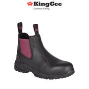 Womens KingGee Tradie Pull Up Work Boots Full Leather Safety Toe Black K27390 - Land to Coast