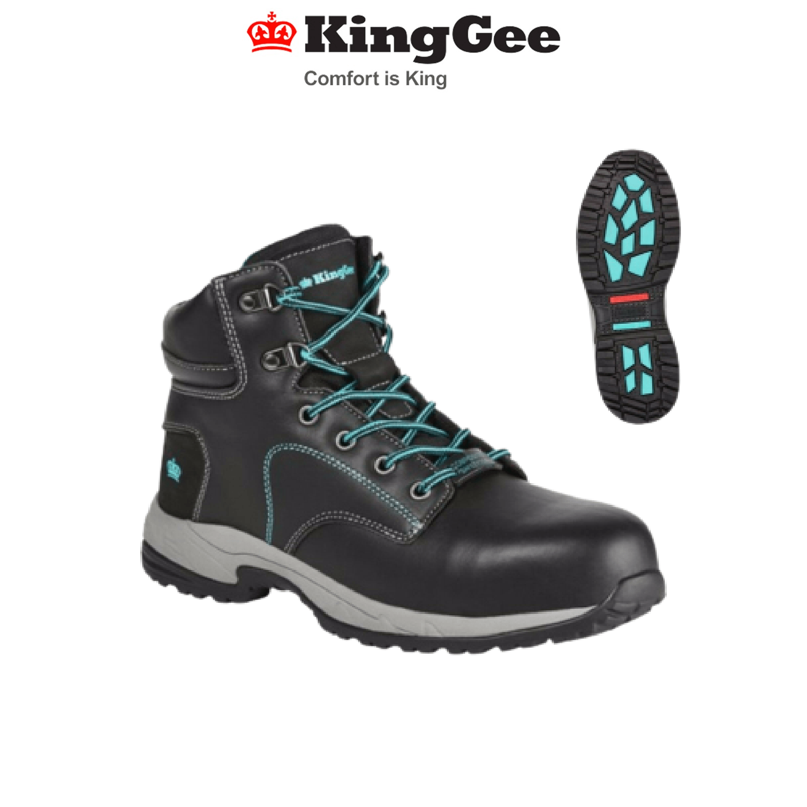 Womens KingGee Tradie Zip Up Leather Safety Toe Boots Boot Work Gel Tough K27360 - Land to Coast