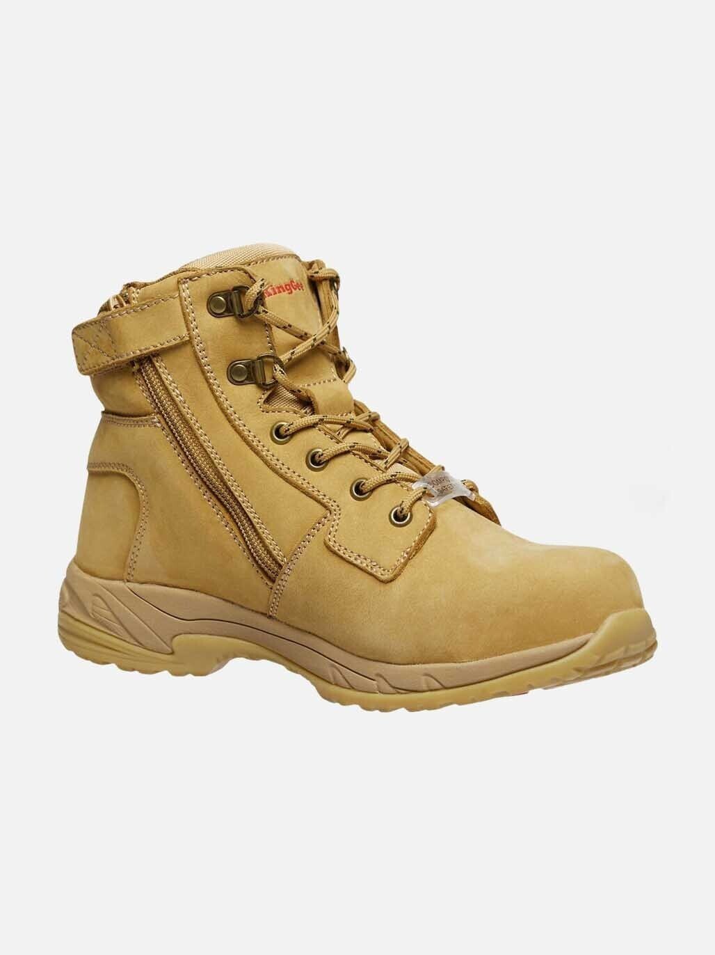 Womens KingGee Tradie Zip Up Safety Toe Nubuck Leather Gel Work Boots K27380 - Land to Coast