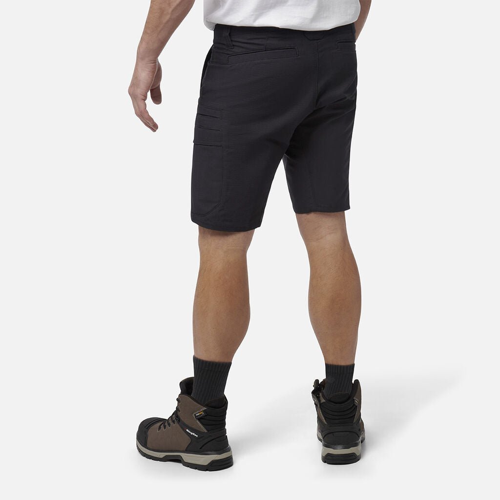 Workcool Pro Stretch Cargo Work Shorts Black Ripstop Gel Waistband BLACK K17006 - Land to Coast