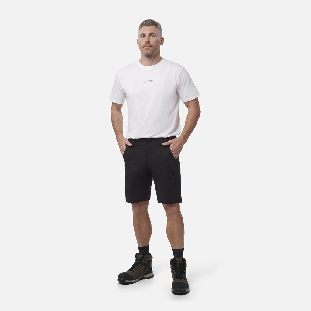 Workcool Pro Stretch Cargo Work Shorts Black Ripstop Gel Waistband BLACK K17006 - Land to Coast