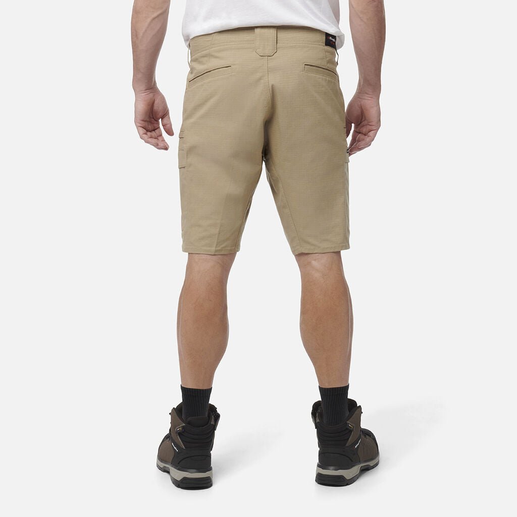 Workcool Pro Stretch Cargo Work Shorts Black Ripstop Gel Waistband Khaki K17006 - Land to Coast