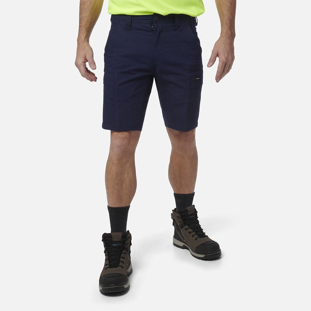 Workcool Pro Stretch Cargo Work Shorts Black Ripstop Gel Waistband Navy K17006 - Land to Coast