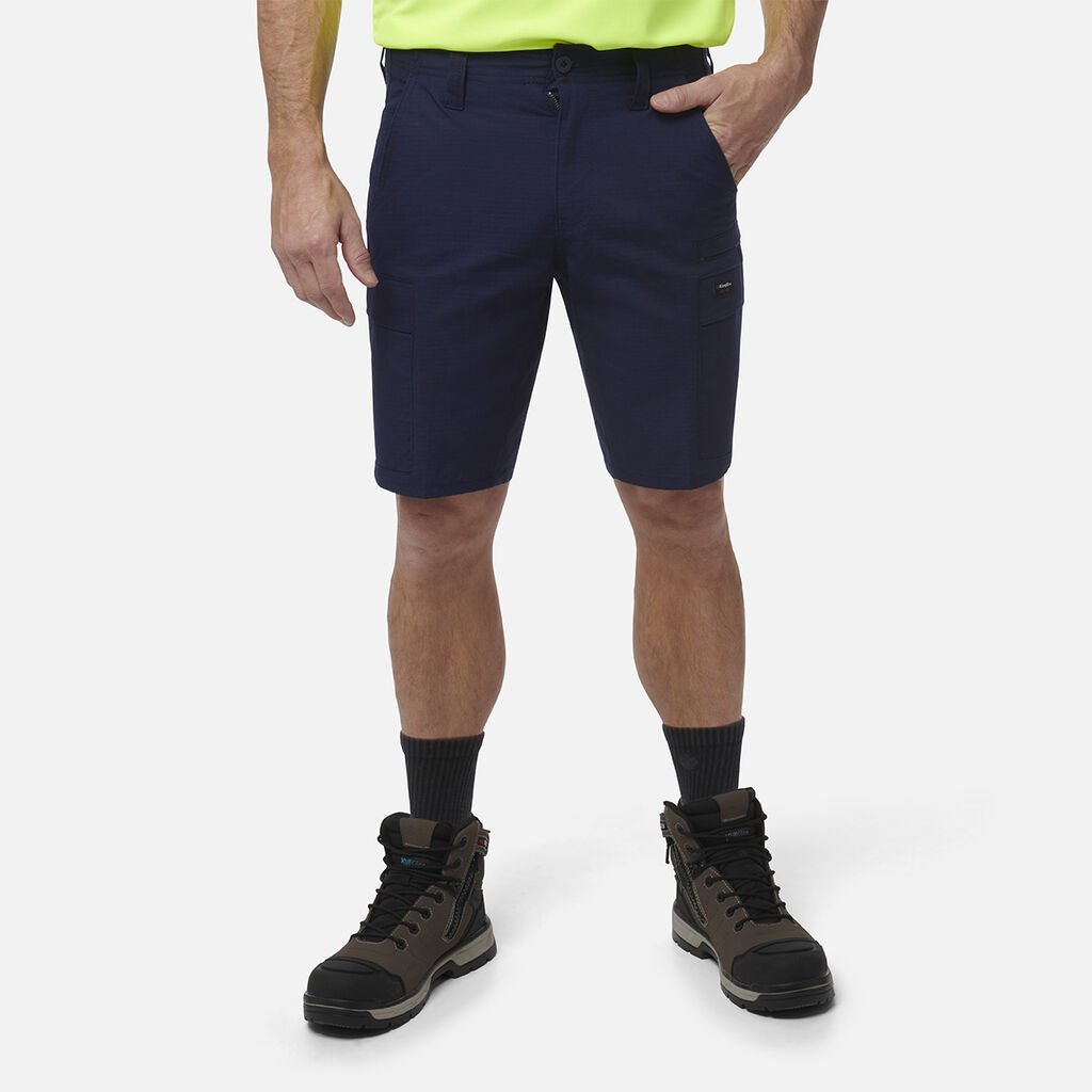 Workcool Pro Stretch Cargo Work Shorts Black Ripstop Gel Waistband Navy K17006 - Land to Coast