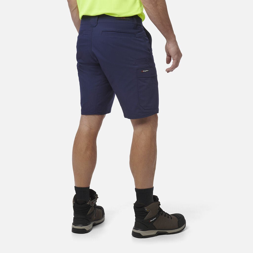 Workcool Pro Stretch Cargo Work Shorts Black Ripstop Gel Waistband Navy K17006 - Land to Coast