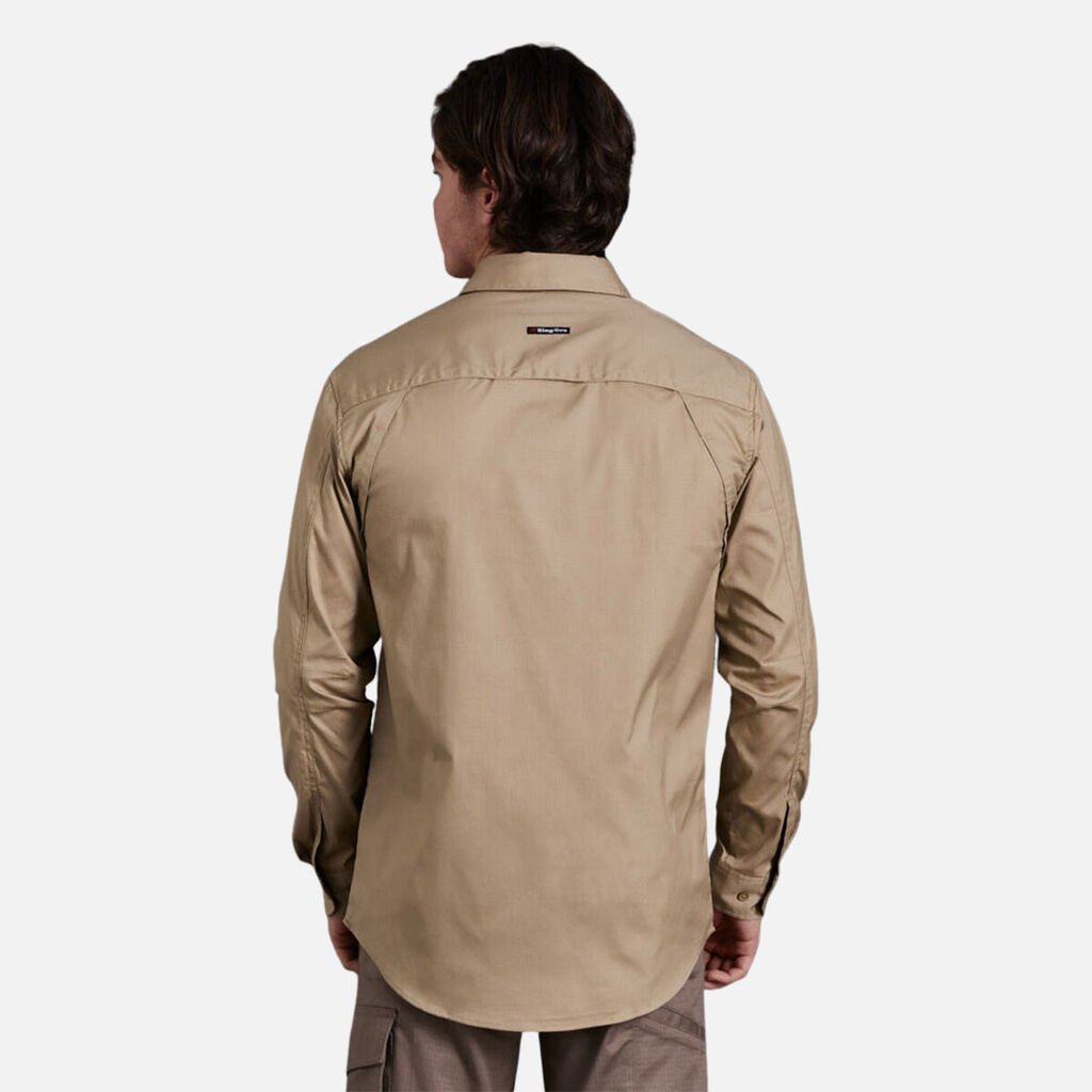 Workcool Pro Stretch Ripstop LS Work Shirt Men’s Durable Cooling Vents Khaki K14021 - Land to Coast
