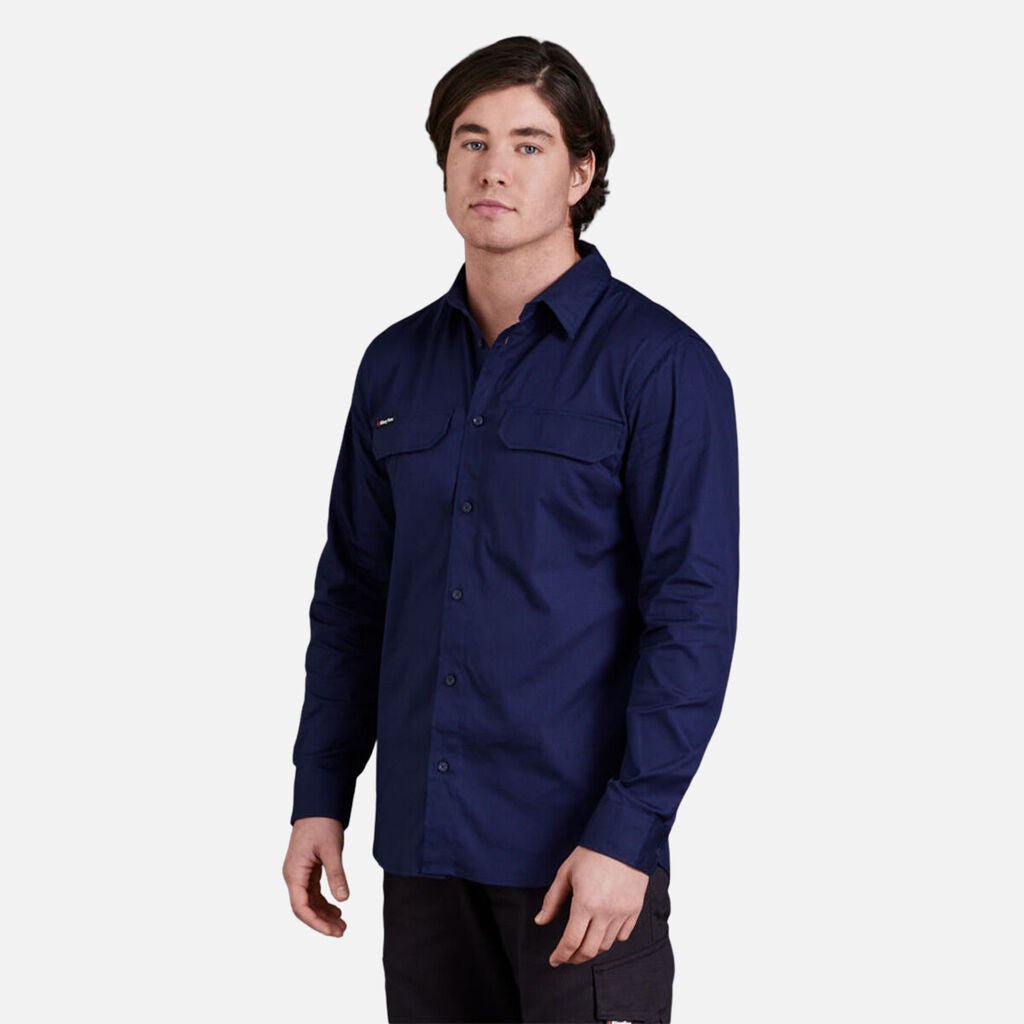 Workcool Pro Stretch Ripstop LS Work Shirt Men’s Durable Cooling Vents Navy K14021 - Land to Coast