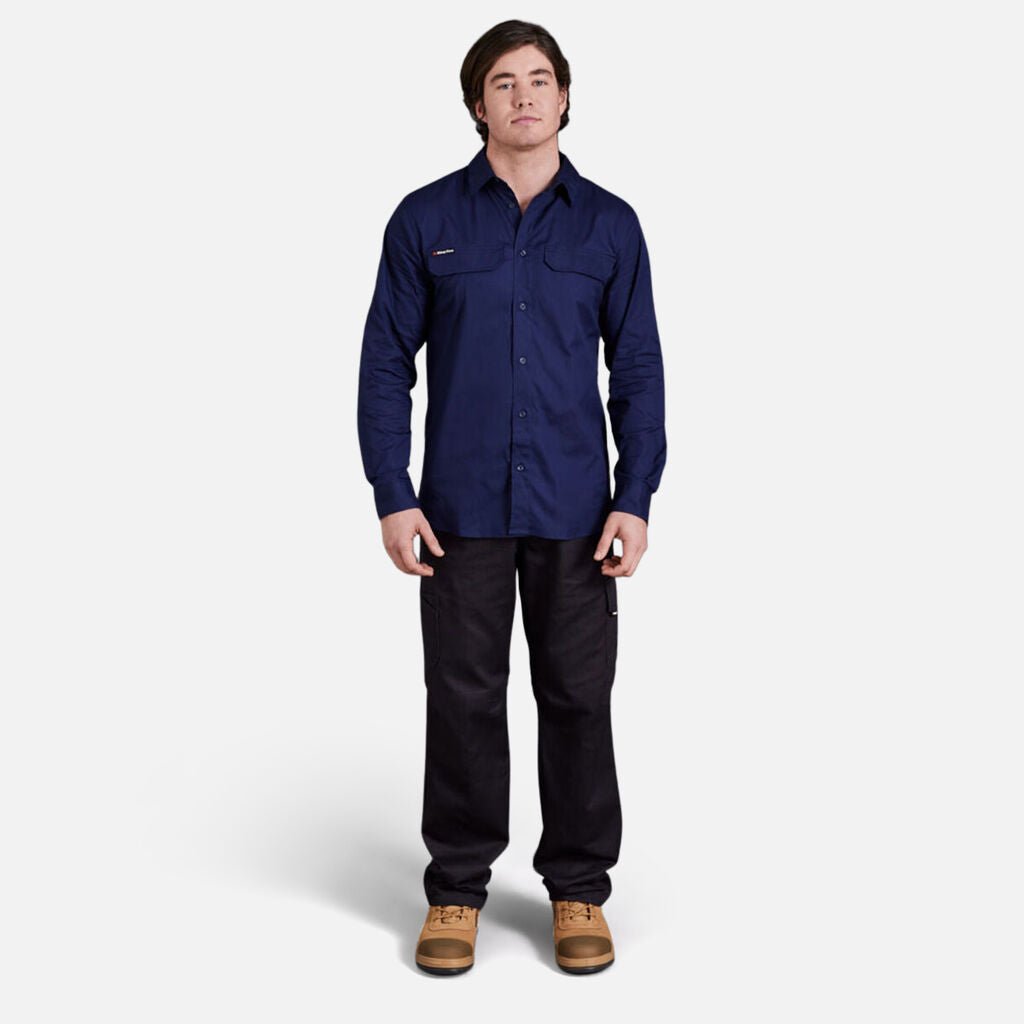 Workcool Pro Stretch Ripstop LS Work Shirt Men’s Durable Cooling Vents Navy K14021 - Land to Coast