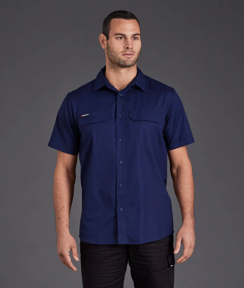 Workcool Pro Stretch Ripstop Short Sleeve Shirt Men’s Workwear Navy K14022 - Land to Coast