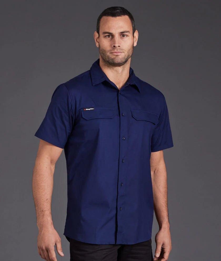 Workcool Pro Stretch Ripstop Short Sleeve Shirt Men’s Workwear Navy K14022 - Land to Coast